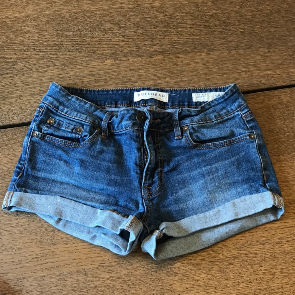 Bullhead Blue Cuffed Denim Shorts